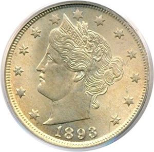 image for: 1893 5c PCGS/CAC MS65