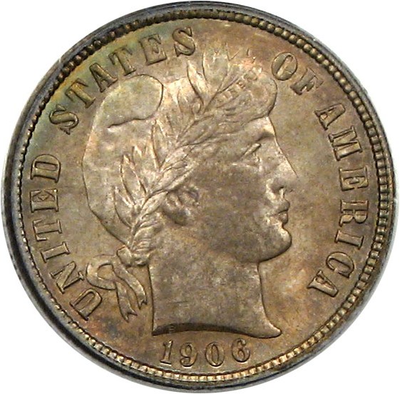 image for: 1906-S 10c  PCGS MS66 *Reverse Color*