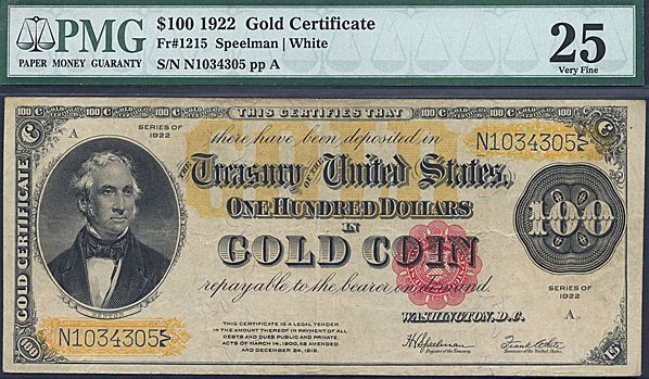 image for: Fr.1215 1922 $100  PMG VF25 (Minor Splits) [N1034305]