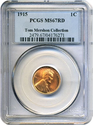 image for: 1915 1c PCGS MS67 RD ex: Tom Mershon Collection