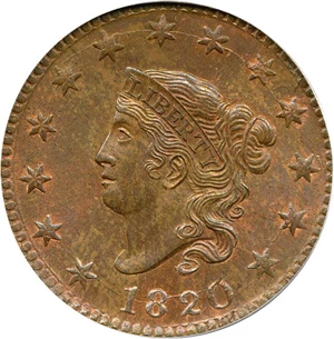 image for: 1820 1c Large Date PCGS MS65 BN