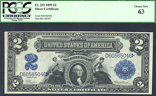 image for: Fr.251 1899 $2 Mechanics & Agriculture PCGS Choice CU63  [D60565046]