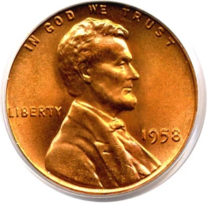 image for: 1958 1c PCGS MS67 RD ex: Tom Mershon Collection