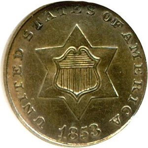 image for: 1853 3cS DGS AU55 (Lightly Cleaned, Light Scratch Reverse)