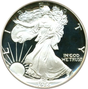 image for: 1986-S $1 Silver Eagle PCGS Proof 69 DCameo