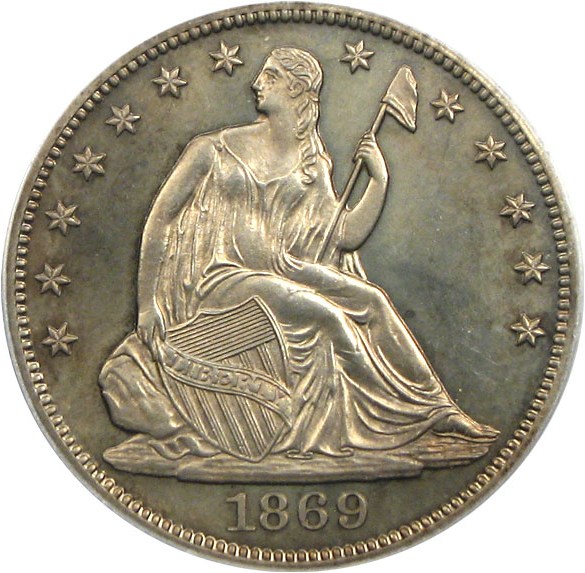 image for: 1869 50c  PCGS Proof 63
