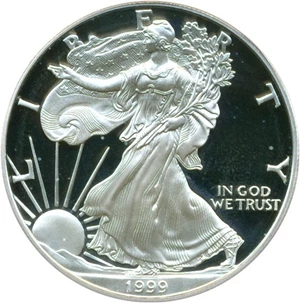 image for: 1999-P $1 Silver Eagle PCGS Proof 69 DCameo