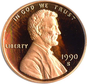 image for: 1990-S 1c PCGS Proof 69 RD DCameo