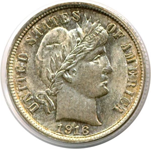 image for: 1916 10c Barber PCGS MS64