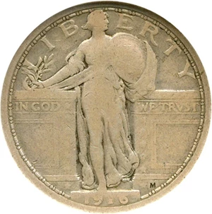 image for: 1916 25c Standing NGC F12
