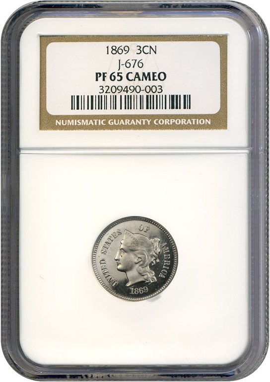 image for: 1869 3cN J-676 NGC Proof 65 Cameo