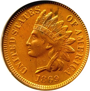 image for: 1869 1c DGS AU50 (Whizzed)