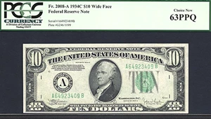 image for: 1934C $10 PCGS Choice CU63 PPQ (Fr.2008A)