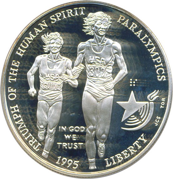 image for: 1995-P $1 Paralympics Blind Runner PCGS Proof 69 DCameo
