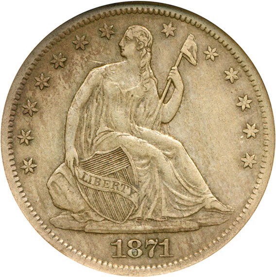 image for: 1871-S 50c  ANACS AU50