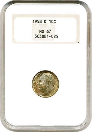 image for: 1958-D 10c NGC MS67