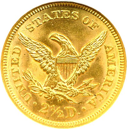 image for: 1859 $2 1/2 Type 1 Reverse NGC MS64 