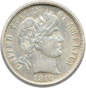 image for: 1916 10c Barber ICG AU55 Details (Cleaned)