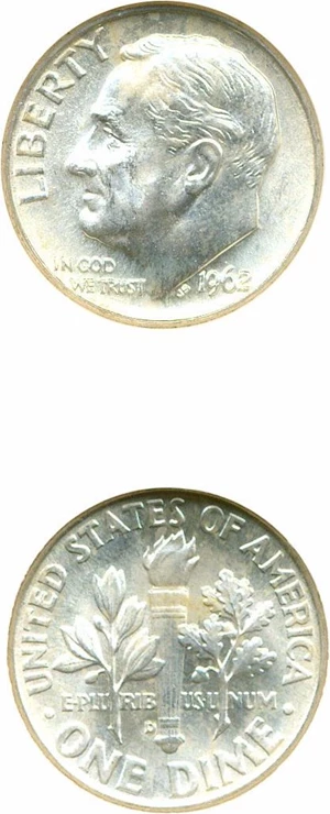 image for: 1962-D 10c NGC MS67
