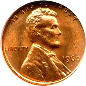 image for: 1960 1c Small Date NGC MS65 RD