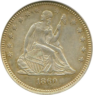 image for: 1860-O 25c PCGS AU53