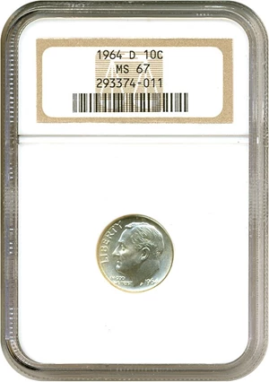 image for: 1964-D 10c NGC MS67