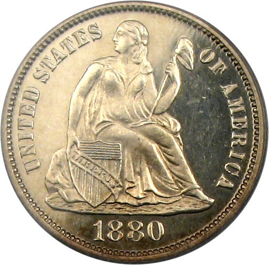 image for: 1880 10c  PCGS/CAC Proof 64 OGH