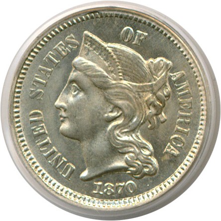 image for: 1870 3cN  PCGS MS65