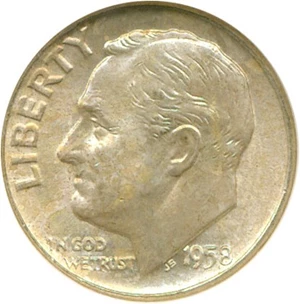 image for: 1958-D 10c NGC MS67