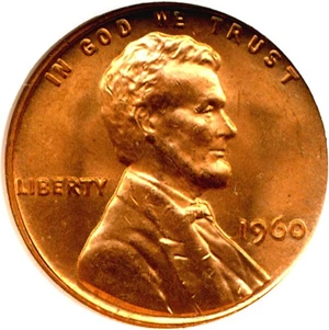 image for: 1960 1c Small Date NGC MS65 RD