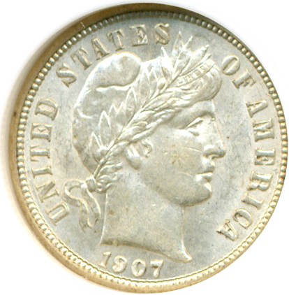 image for: 1907-S 10c  NGC MS61