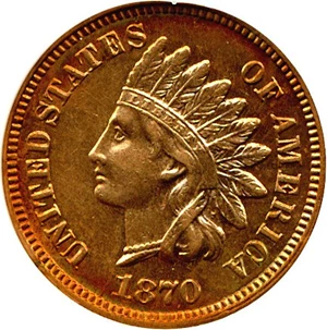 image for: 1870 1c DGS AU50 (Cleaned)