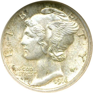 image for: 1916 10c Mercury NGC MS65 FB