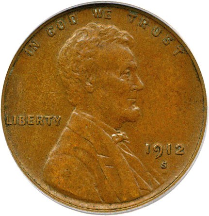 image for: 1912-S 1c  PCGS AU50