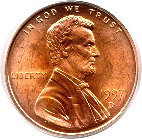 image for: 1997-D 1c  PCGS MS65 RD