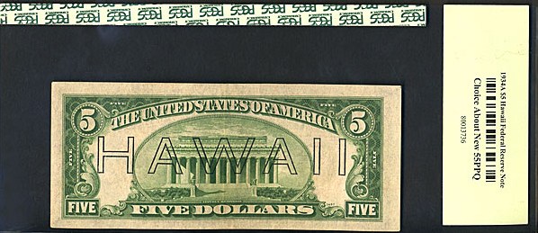 image for: Fr.2302 1934A $5 Hawaiian PCGS AU55 PPQ  [L47366884A]