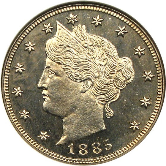 image for: 1885 5c  NGC/CAC Proof 66