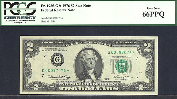 image for: 1976 * Star * $2  PCGS Gem CU66 PPQ