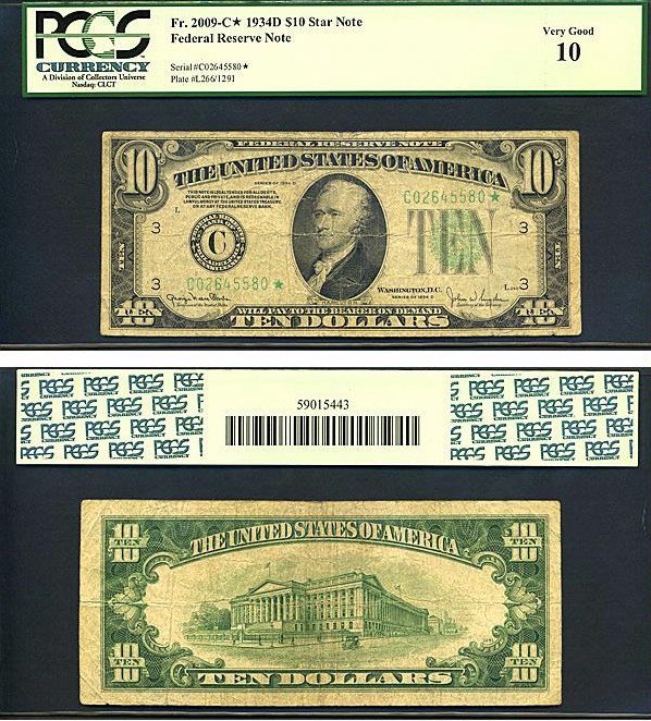 image for: 1934D * Star * $10 PCGS VG10 (Fr.2009C)