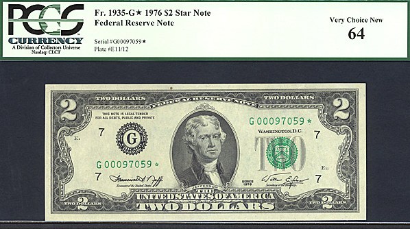 image for: 1976 $2  PCGS Choice CU64  [G00097059] (Fr.1935G *Star*) 