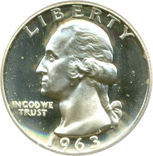 image for: 1963 25c PCGS Proof 67 Cameo
