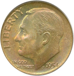 image for: 1954-D 10c PCGS MS66 *Color*