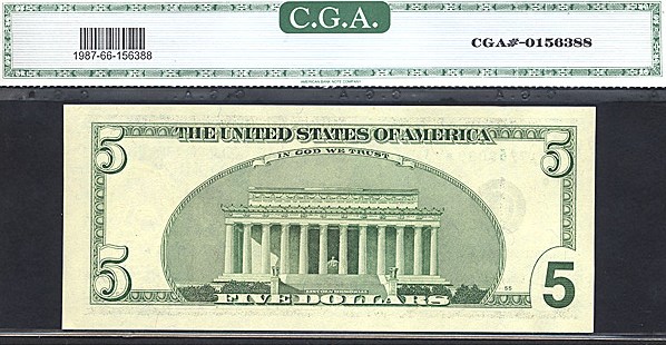 image for: Fr.1987F 1999 $5 Fort Worth, TX CGA Gem CU66  [BF17968039] *Star - Minor Overinking in Serial*