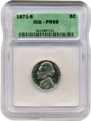 image for: 1971-S 5c ICG Proof 69