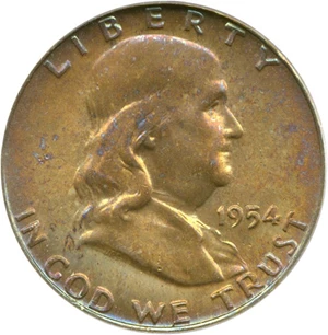 image for: 1954-D 50c PCGS MS64 FBL *Color*