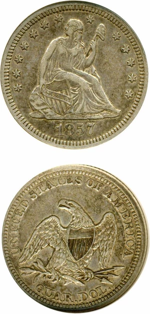 image for: 1857 25c Smoking Liberty DGS XF45 Ex: Saverio Barbieri