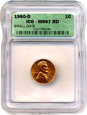 image for: 1960-D 1c Small Date ICG MS67 RD