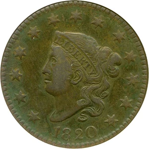 image for: 1820 1c Large Date VF Details ANACS Net VF20 (Corroded, N-10)