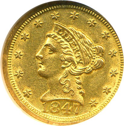 image for: 1847-D $2 1/2  NGC MS61 