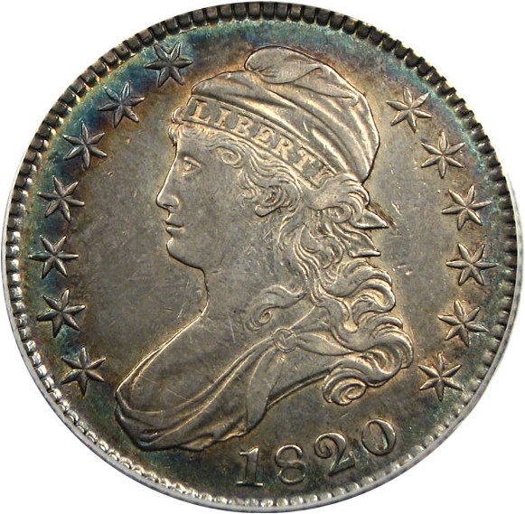 image for: 1820 50c Square 2 Large Date PCGS XF45 